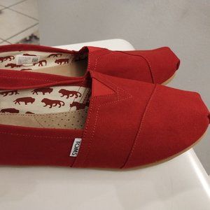 Toms Alpargata Red Heritage Canvas Shoes Size 12